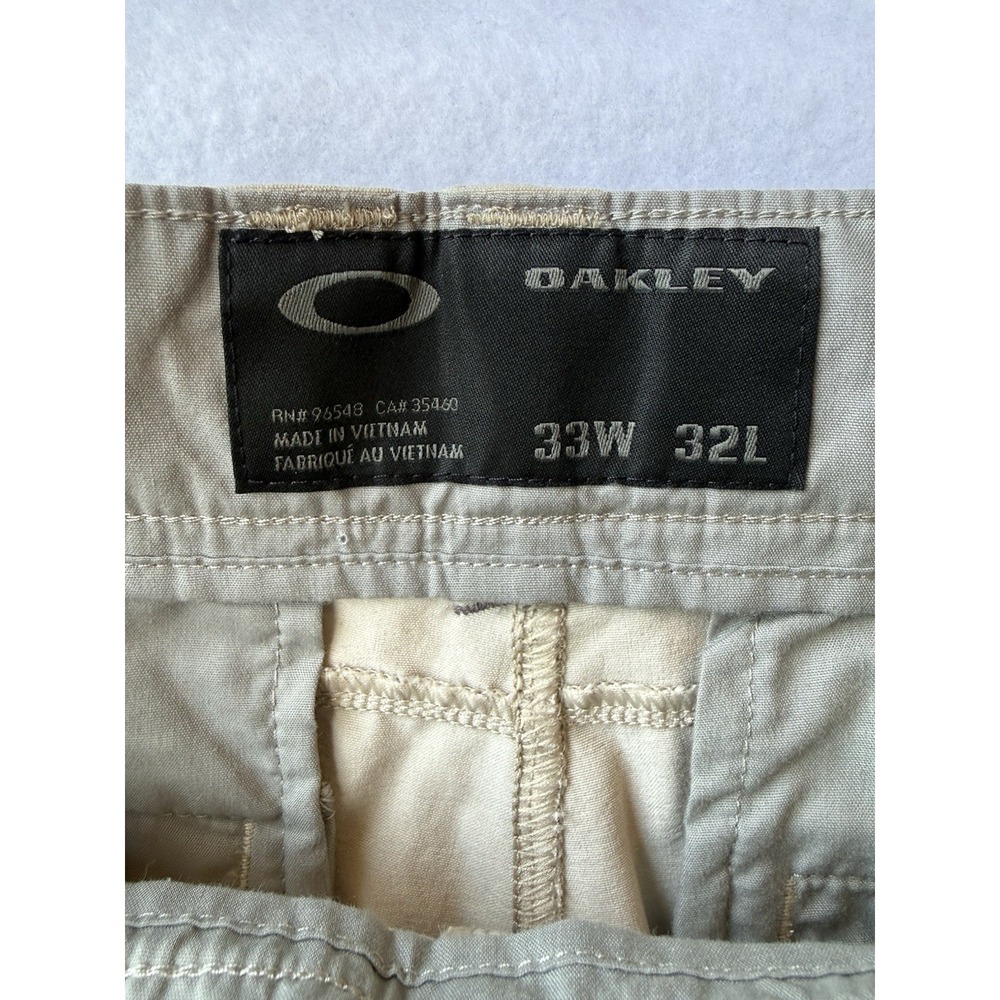 Oakley Mens Golf Pants 33x32 Khaki Stretch Performance Straight Leg Chino - Picture 2 of 8